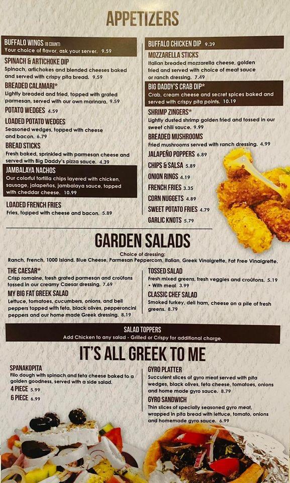 Big Daddy's Pizza Menu image 1