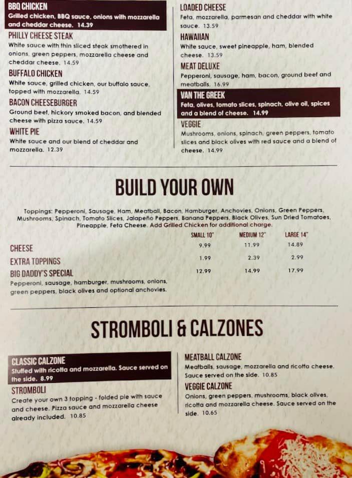 Big Daddy's Pizza Menu image 2