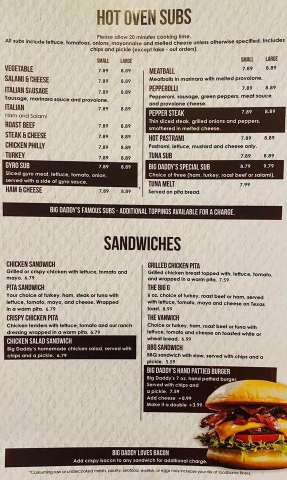 Big Daddy's Pizza Menu image 4